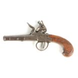 T. RICHARDS AN EARLY 18TH CENTURY FLINTLOCK PISTOL having a cannon barrel with impressed proof marks