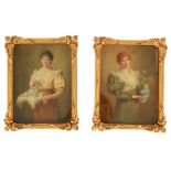 ROBERT W. WRIGHT fl. 1871-1906 A PAIR OF LATE 19TH CENTURY OILS ON PANEL Tea time, and Lady with