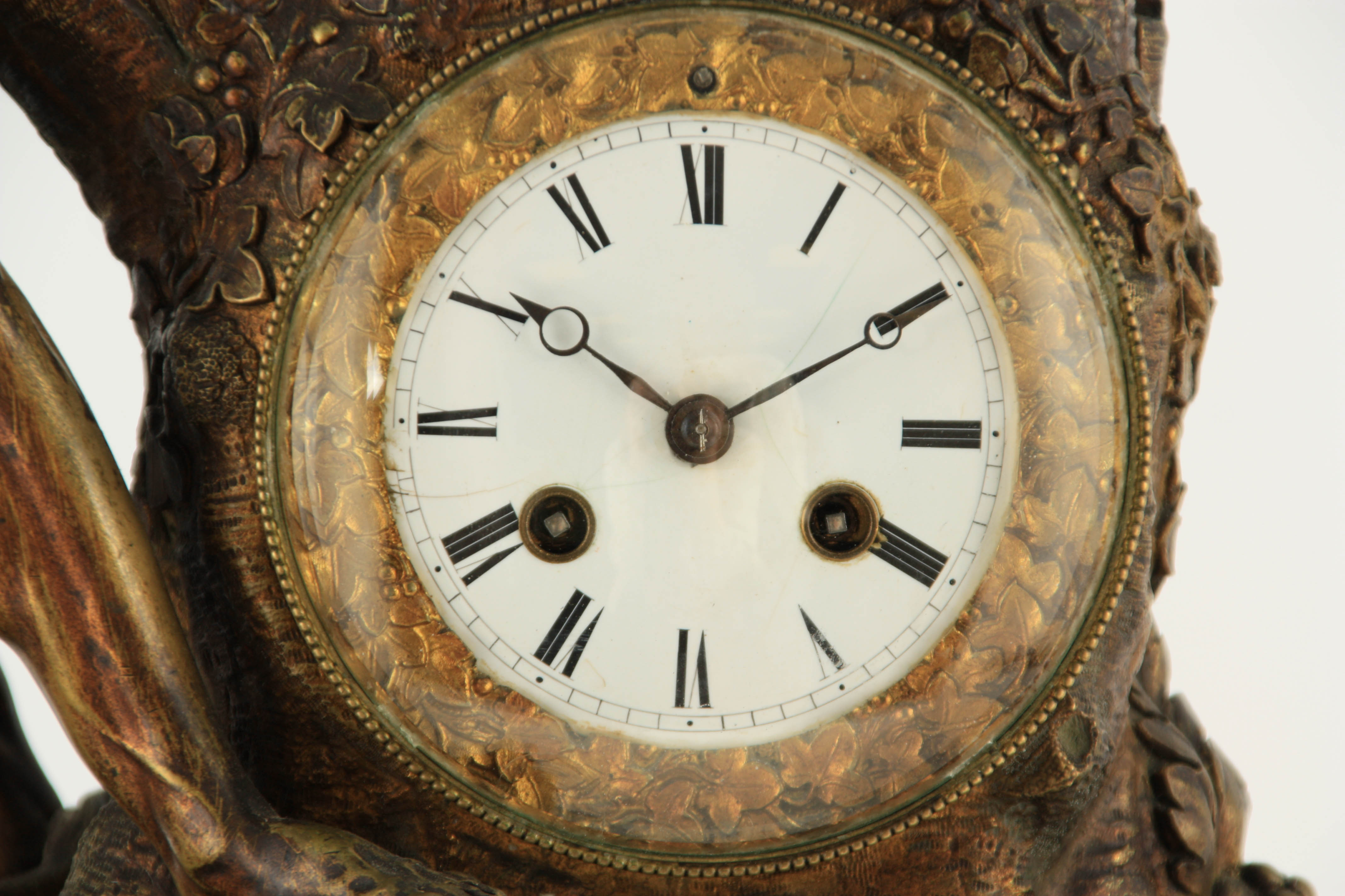 A 19TH CENTURY FRENCH GILT BRONZE AND SIENNA MARBLE FIGURAL MANTEL CLOCK modelled as Samson fighting - Image 3 of 6