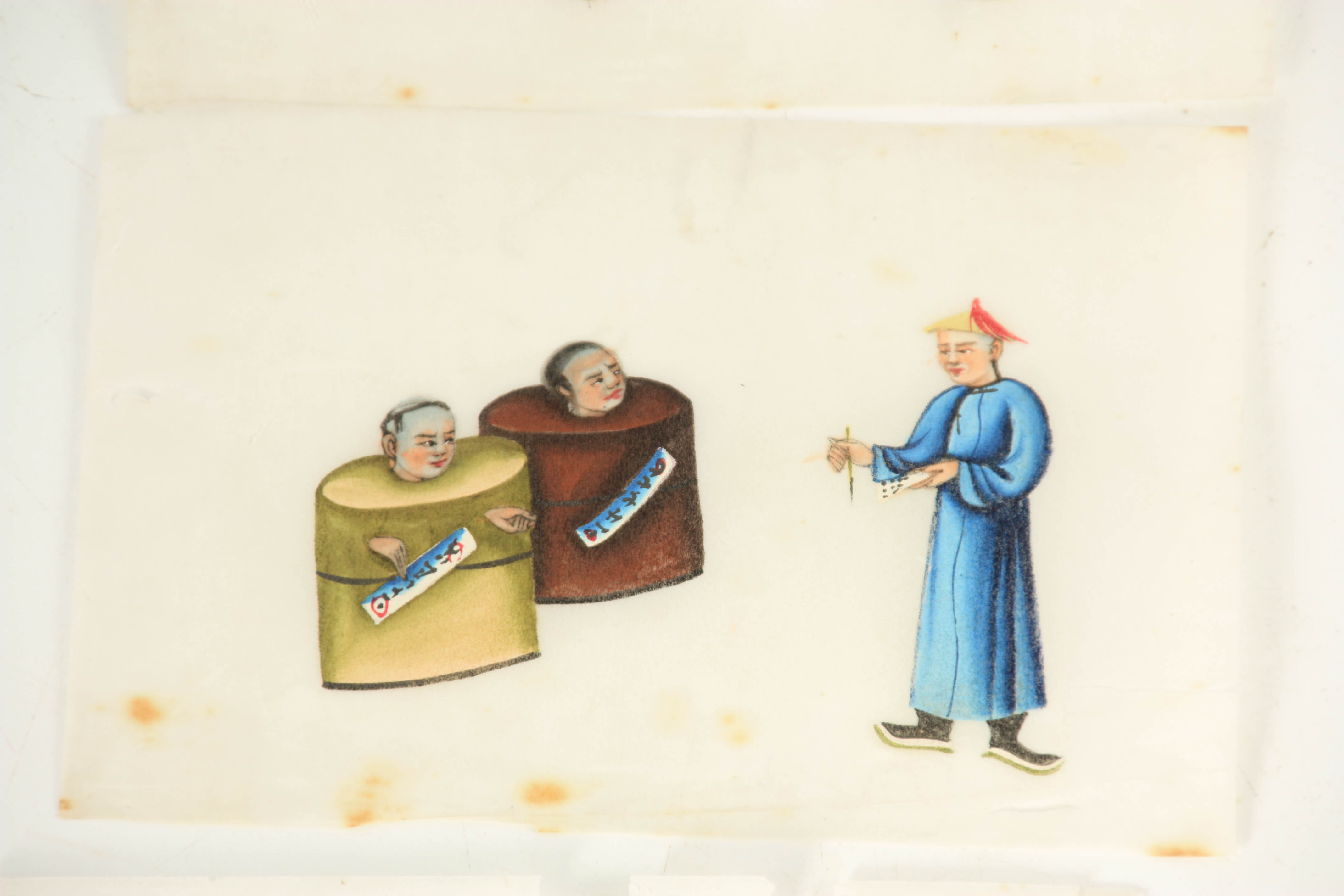 A PAIR OF 19TH CENTURY CHINESE FINE QUALITY PITH PAPER PAINTINGS of women in interior settings - Image 6 of 8