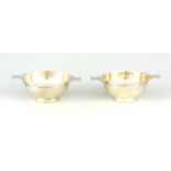 A PAIR OF VICTORIAN PLAIN MINIATURE SILVER QUAICHES 6cm across Glasgow 1891 by D&G Edwards