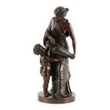 MARCEL DEBUT A LATE 19TH CENTURY FRENCH PATINATED BRONZE SCULPTURE modelled as a classical maiden