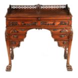 JAMES HICKS OF DUBLIN A FINE LATE 19TH CENTURY CHIPPENDALE REVIVAL MAHOGANY DESK with pierced