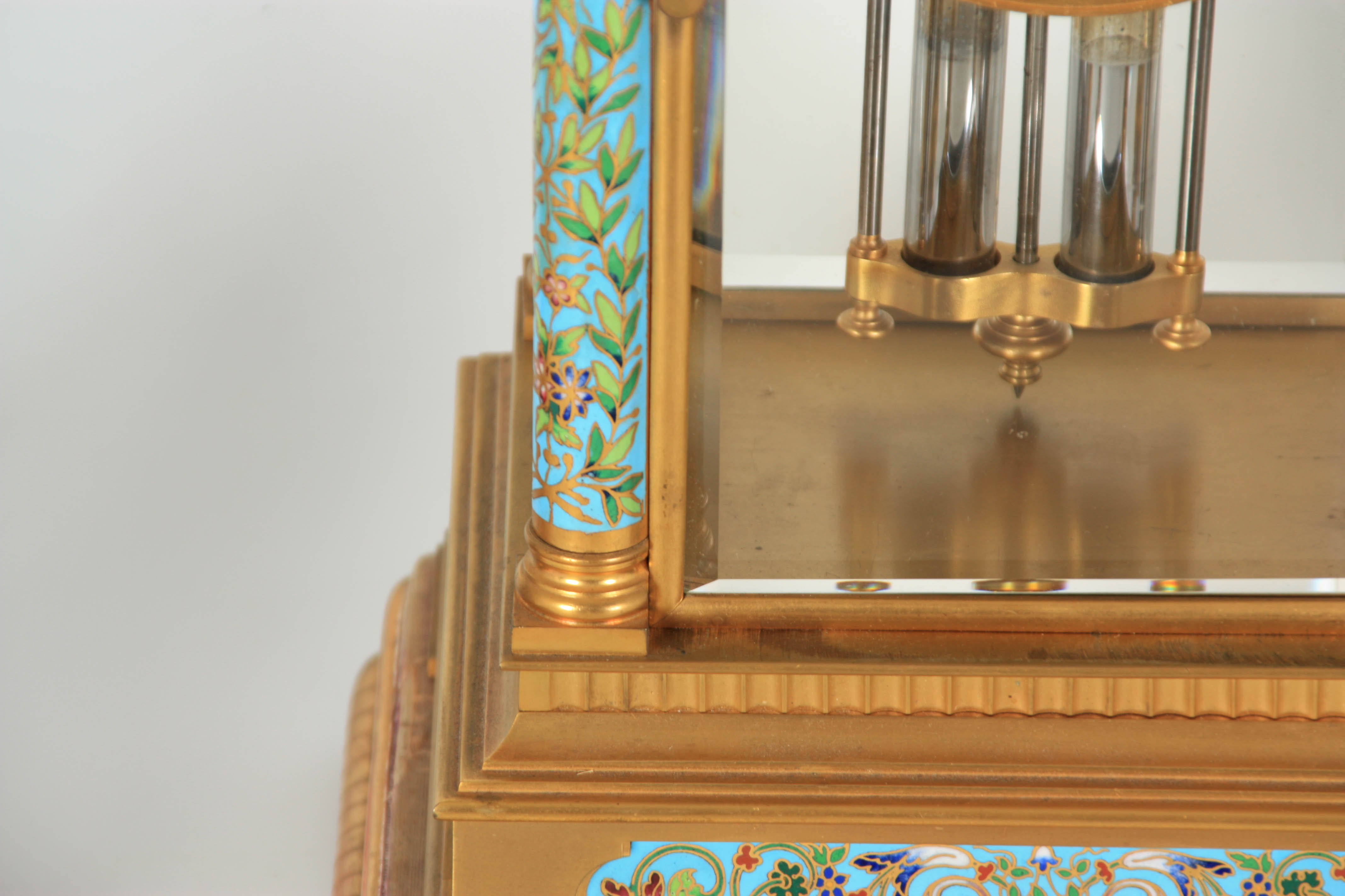 BOXHILL, BRIGHTON A LATE 19TH CENTURY FRENCH ORMOLU AND CHAMPLEVE ENAMEL CLOCK GARNITURE the four- - Image 2 of 14