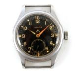 A TIMOR WWII MILITARY ISSUE DIRTY DOZEN WRIST WATCH the steel case stamped to reverse 'TIMOR Broad