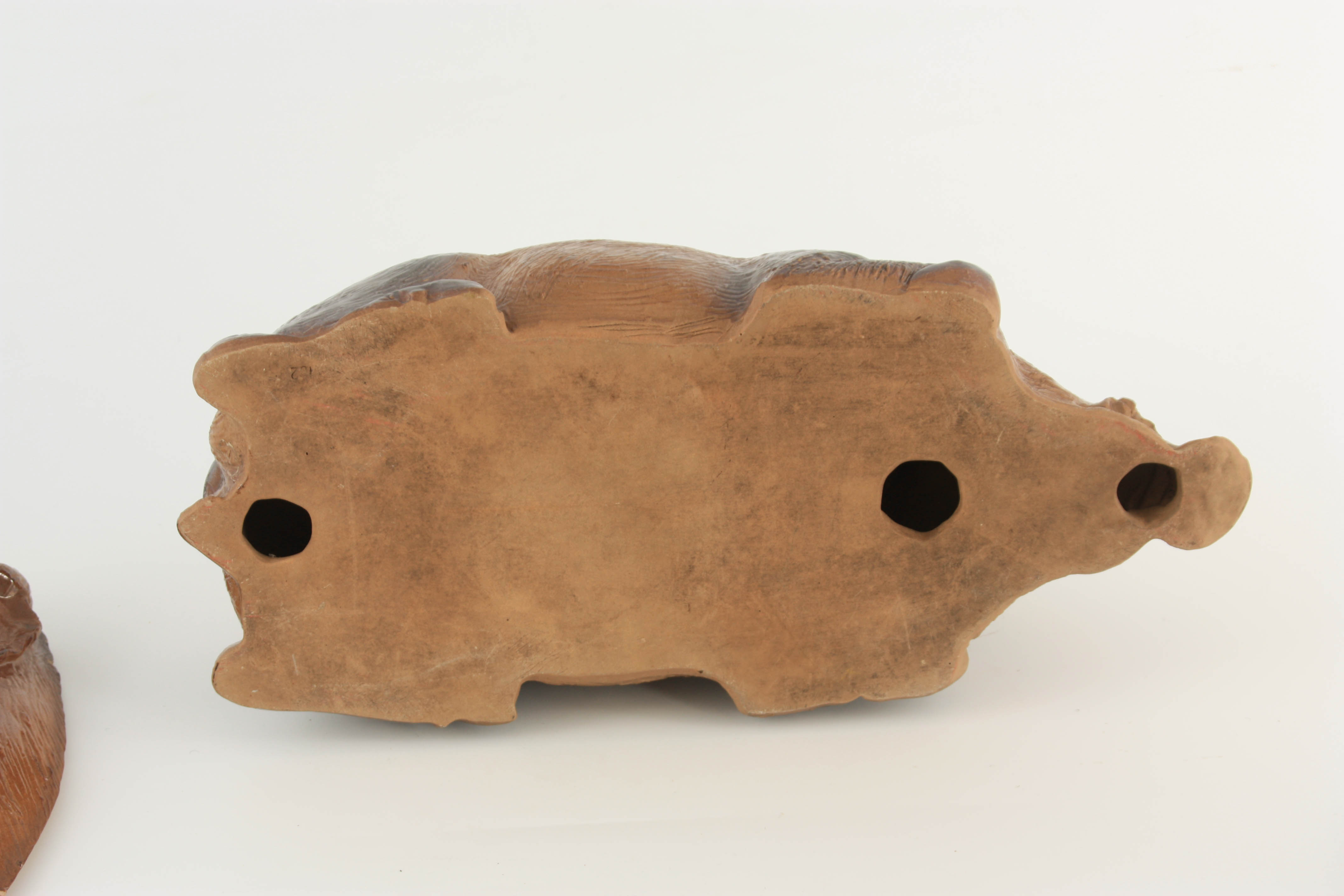A LATE 19TH CENTURY EARTHENWARE SLIP GLAZED TUREEN modelled as a hog 44cm wide 20cm deep 18cm high - Image 5 of 5