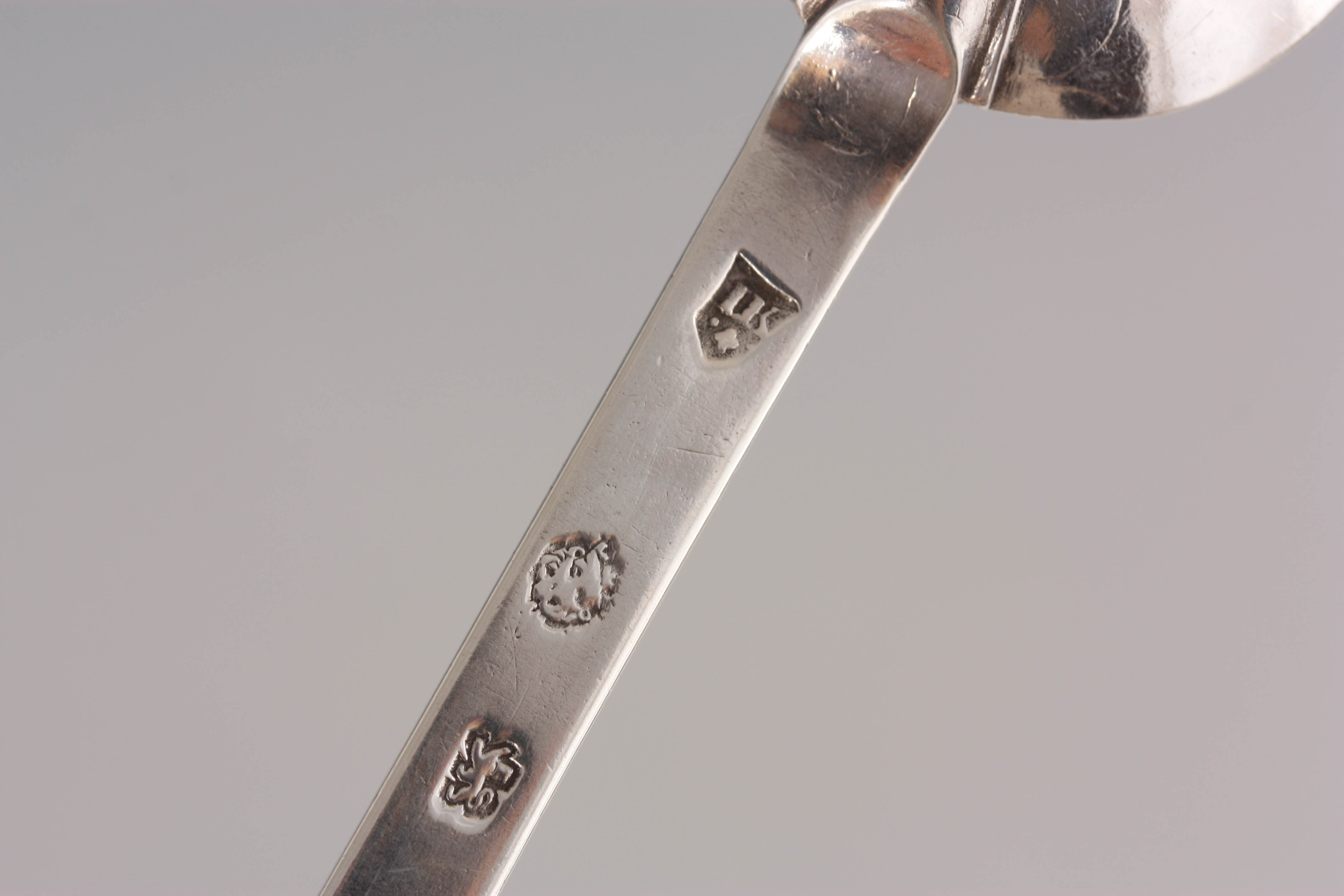 A CHARLES II TREFID SPOON initialled S.C. 19cm overall London by John King 1674 52 grams - Image 4 of 5