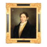JOHN FRANCIS RIGAUD R.A. A 19TH CENTURY OIL ON CANVAS half-length portrait of a titled gentleman