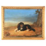 VALLATI A 19TH CENTURY PORTRAIT OF A DOG IN AN ITALIAN LANDSCAPE holding her ball and titled ‘