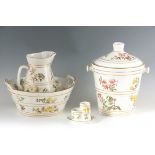 A STYLISH LATE 19TH CENTURY GEORGE JONES TOILET SERVICE comprising two-handled washbowl and jug,