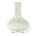 A CHINESE CRACKLE GAZED PORCELAIN VASE with slender neck - signed with character marks beneath