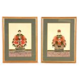 A PAIR OF EARLY 20TH CENTURY CHINESE WATERCOLOUR PORTRAITS depicting an Emperor and an Empress