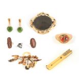 A SELECTION OF JEWELLERY INCLUDING A GROUP OF JAPANESE MEIJI PERIOD CARVED IVORY CHARMS mounted on
