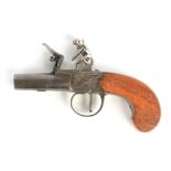 JACKSON, LONDON A LATE 18TH CENTURY FLINTLOCK MUFF PISTOL having a steel barrel with impressed proof