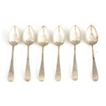 A SET OF SIX GEORGE III SILVER OLD ENGLISH PATTERN TEASPOONS 14.5cm wide Newcastle by Thomas