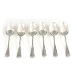 A GOOD SET OF SIX GEORGE III SCOTTISH SILVER TABLESPOONS 21cm overall Edinburgh by Robert Clark 1763