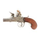 HILL, LONDON. A LATE 18TH CENTURY FLINTLOCK MUFF PISTOL having a steel barrel with impressed proof