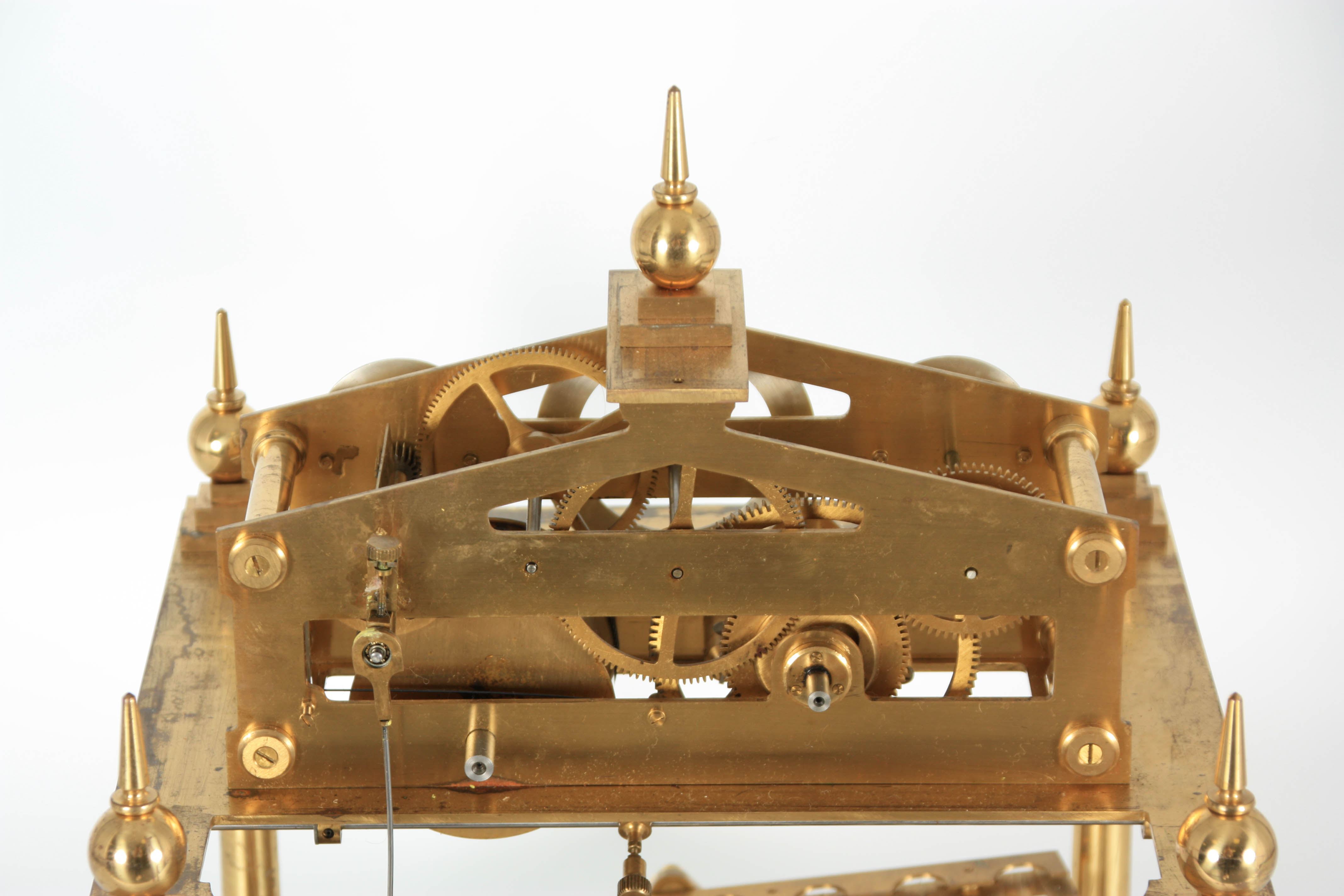 A 20TH CENTURY CONGREVE ROLLING BALL CLOCK having a triangular pediment supported on four tapering - Image 26 of 28