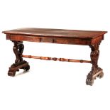 A FINE LATE REGENCY FIGURED MAHOGANY LIBRARY TABLE IN THE MANNER OF GILLOWS the broad cross-banded