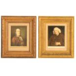 TWO 19TH CENTURY COLOURED PRINTS depiciiting half length portraits of Benjamin Franklin and Samuel