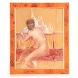 A 20TH CENTURY PASTEL depicting a life class of a young nude female 30cm high 24cm wide mounted in a