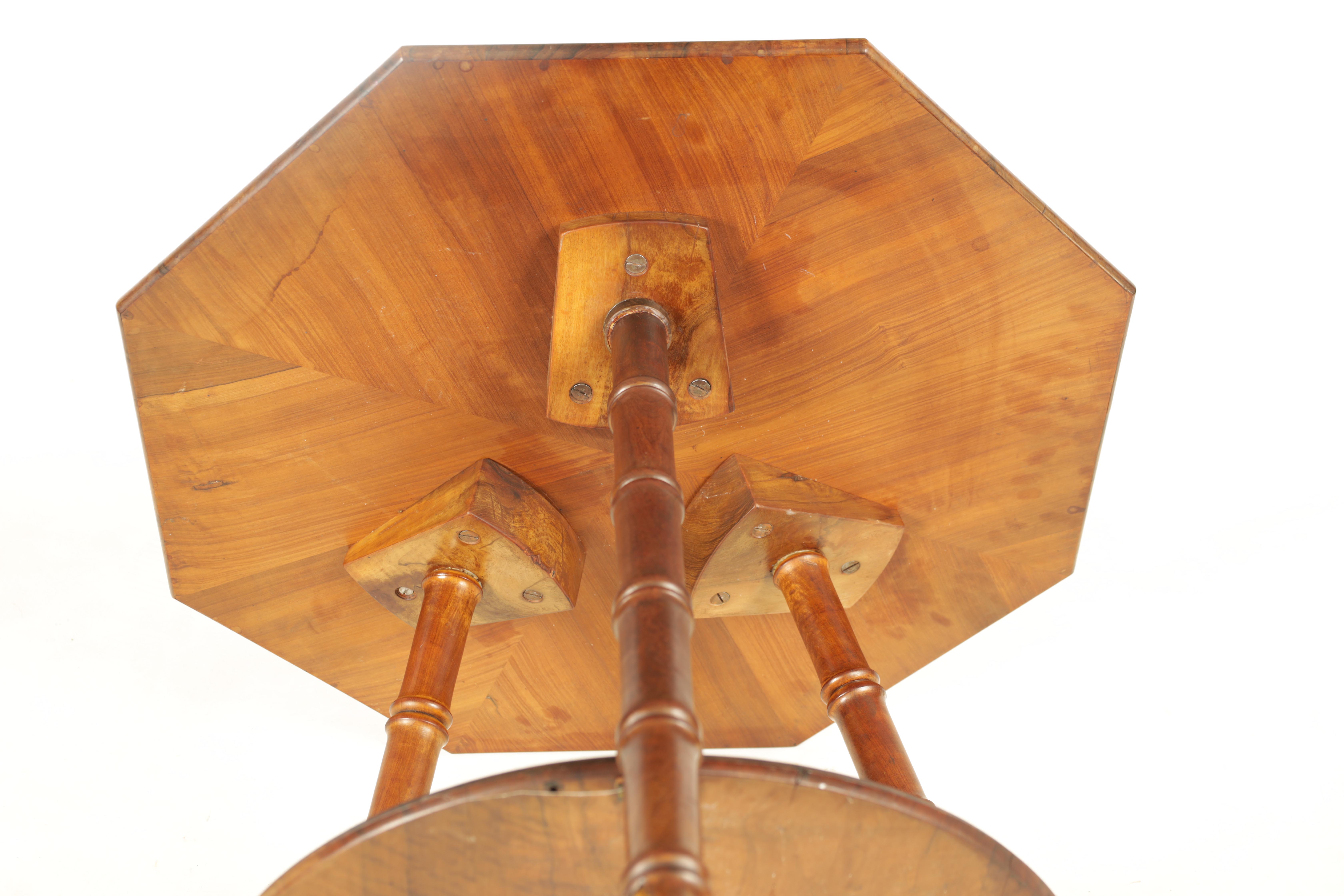 A 19TH CENTURY INLAID FIGURED WALNUT OCTAGONAL ITALIAN OCCASIONAL TABLE with monogrammed centre - Image 9 of 10