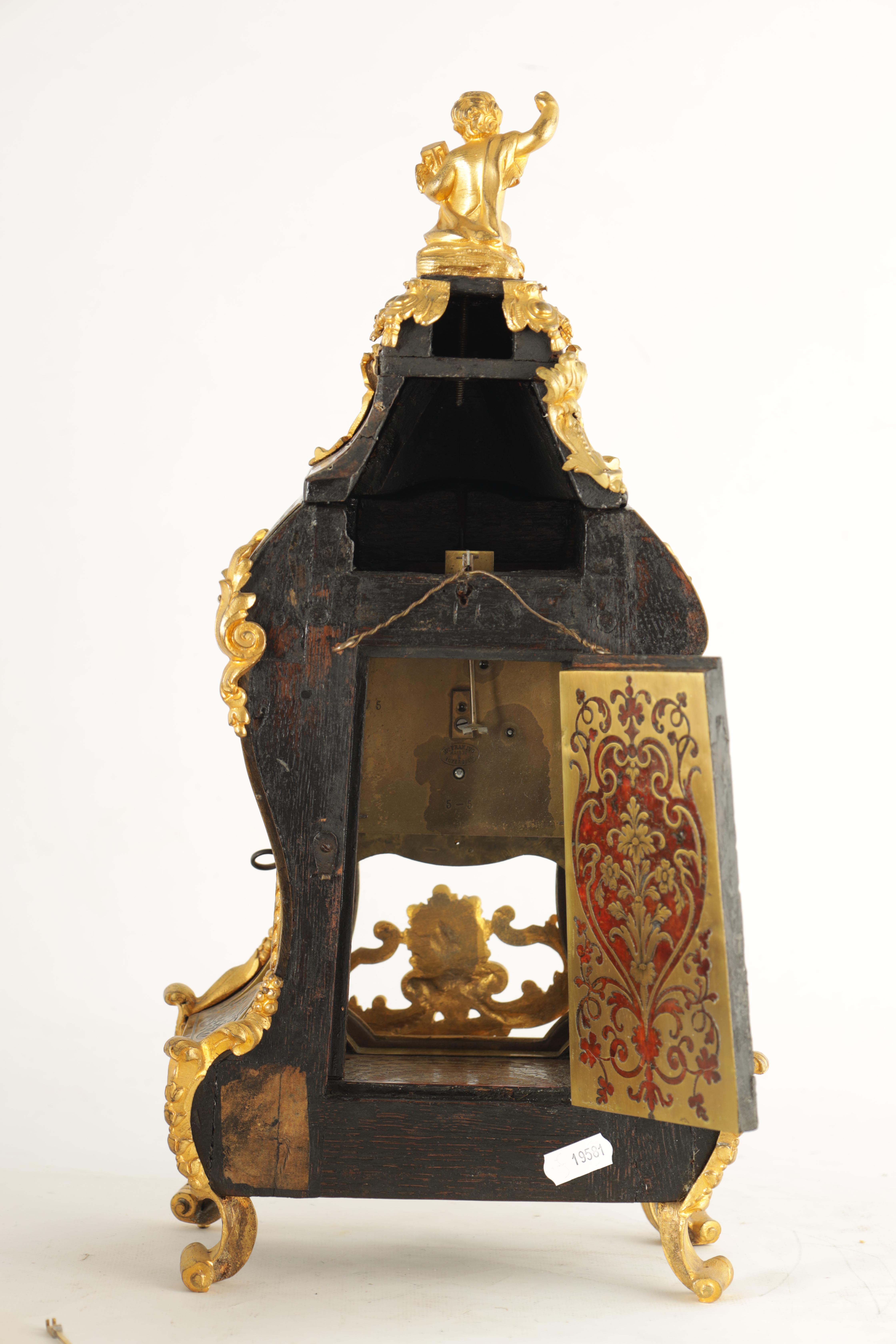 A LATE 18TH CENTURY FRENCH BOULLE BRASS AND TORTOISESHELL INLAID BRACKET CLOCK WITH BRACKET the - Image 10 of 11