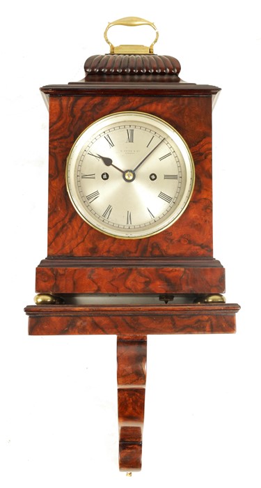 W. PAYNE & CO. LONDON AN EARLY 20TH CENTURY BURR WALNUT DOUBLE FUSEE BRACKET CLOCK WITH BRACKET - Image 2 of 13