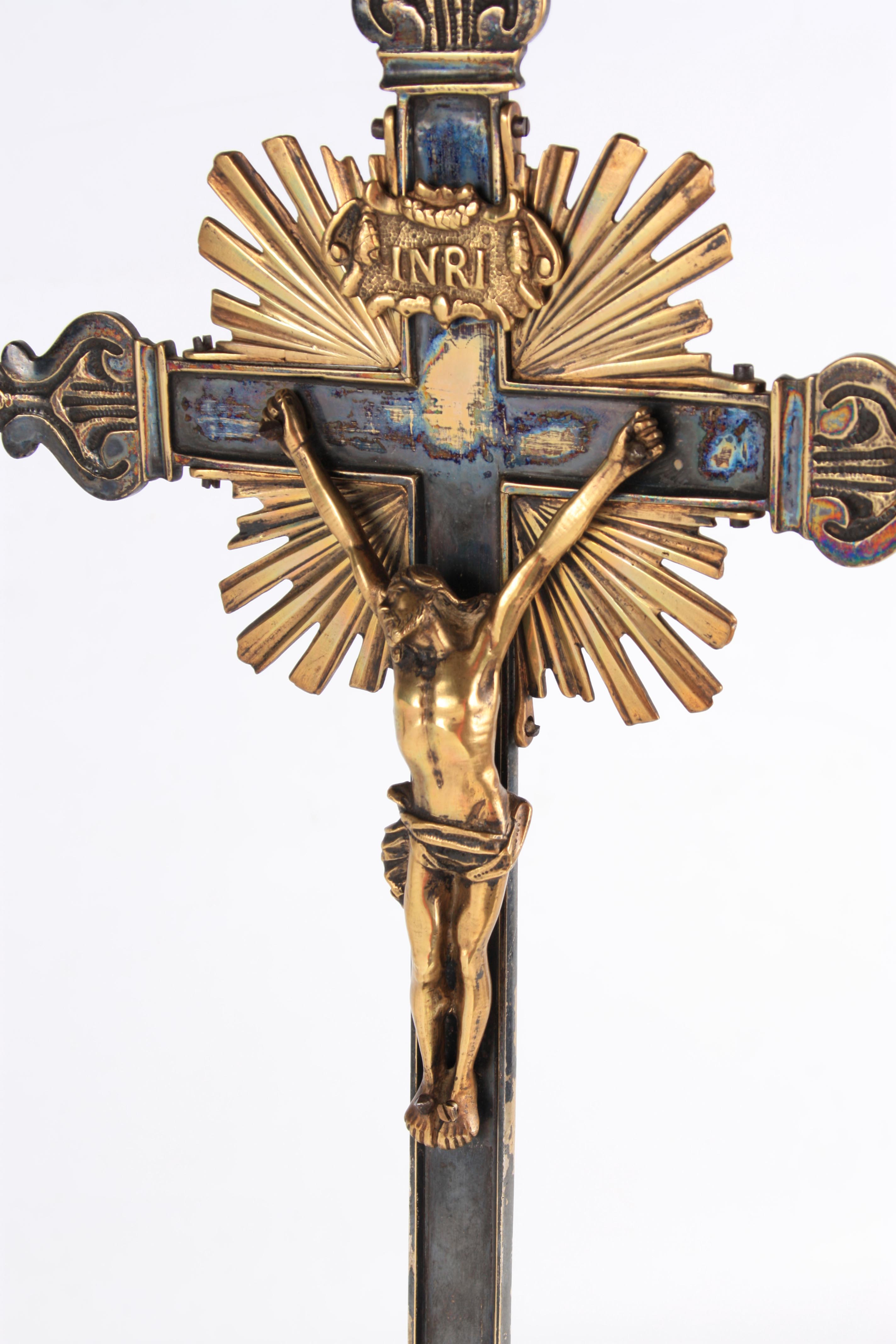 A LATE 19TH CENTURY BRASS AND STEEL CORPUS CHRISTI standing on a scrolled tripod base raised on - Image 7 of 11