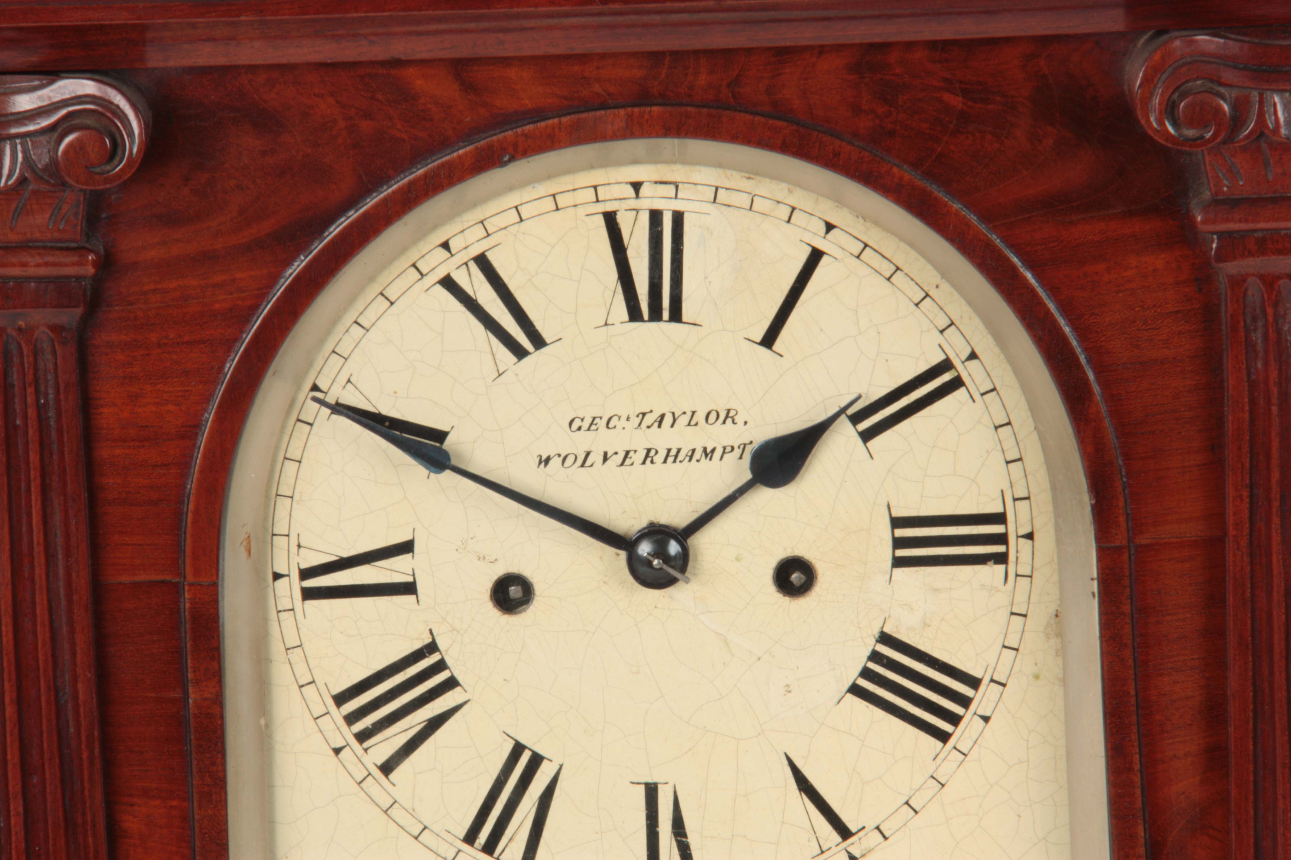 GEORGE TAYLOR, WOLVERHAMPTON A RARE FIGURED MAHOGANY PERPETUAL CALENDAR BRACKET CLOCK ON BRACKET the - Image 3 of 6