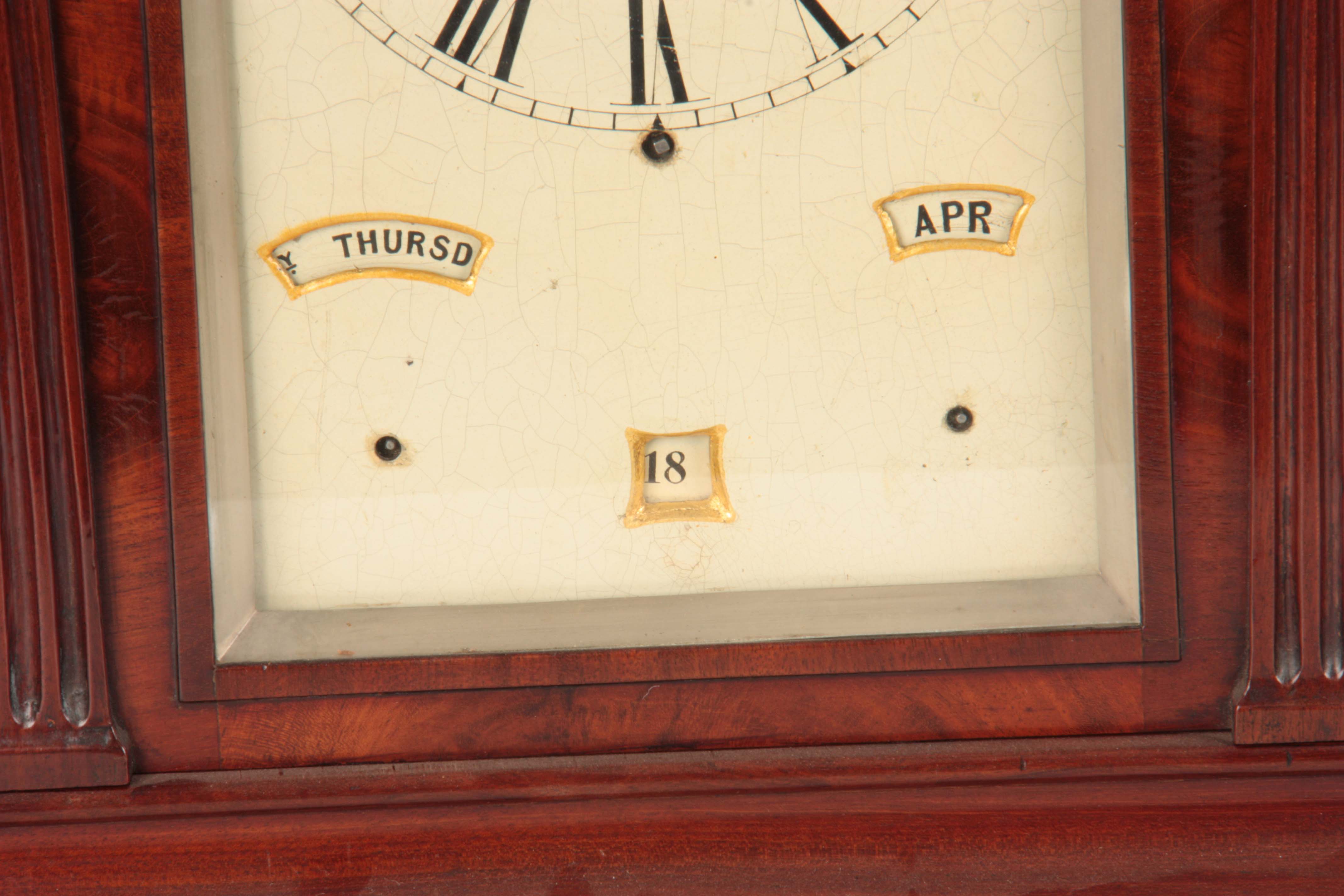 GEORGE TAYLOR, WOLVERHAMPTON A RARE FIGURED MAHOGANY PERPETUAL CALENDAR BRACKET CLOCK ON BRACKET the - Image 4 of 6