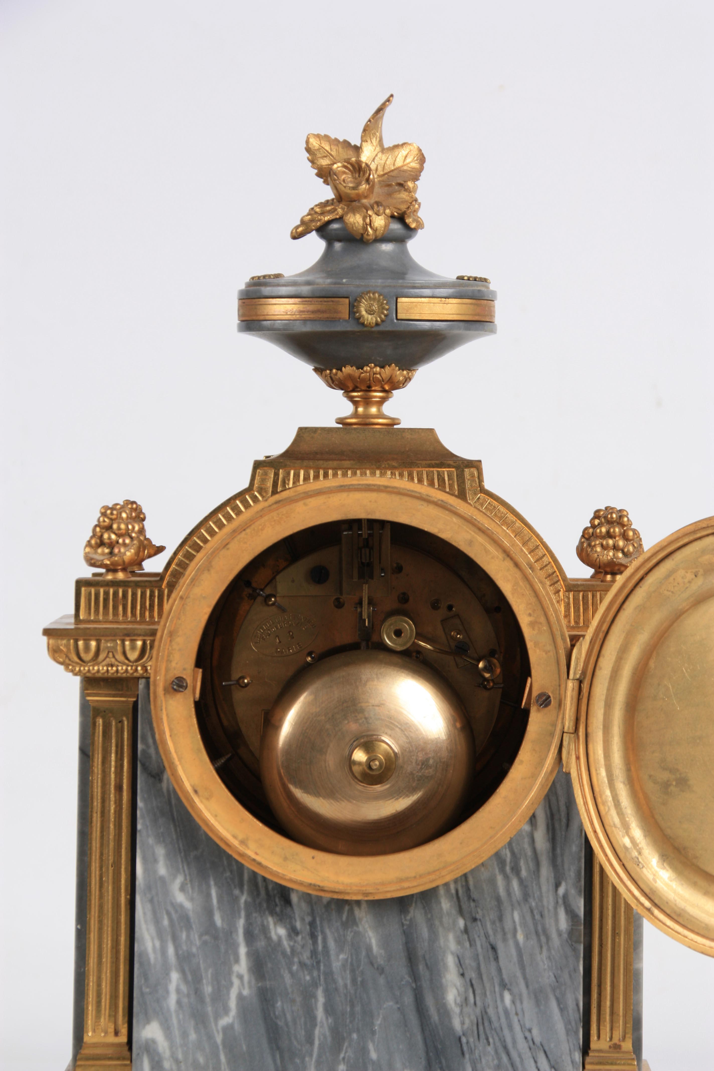 LEMERLE-CHARPENTIER & CIE, PARIS A MID 19TH CENTURY FRENCH MARBLE AND ORMOLU CLOCK GARNITURE the - Image 10 of 14
