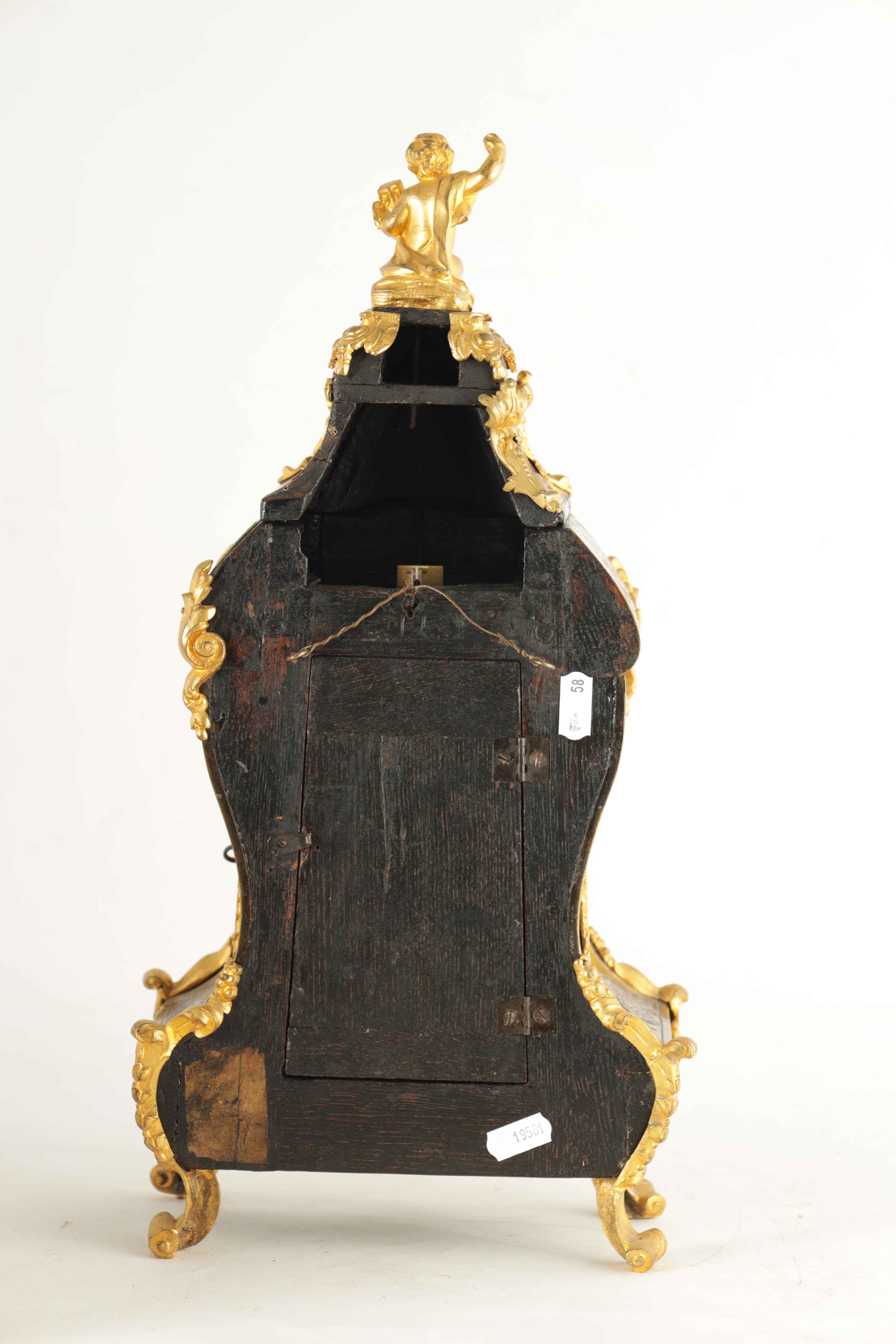 A LATE 18TH CENTURY FRENCH BOULLE BRASS AND TORTOISESHELL INLAID BRACKET CLOCK WITH BRACKET the - Image 9 of 11