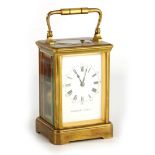 DROCOURT, PARIS A LATE 19TH CENTURY FRENCH REPEATING CARRIAGE CLOCK the brass corniche case