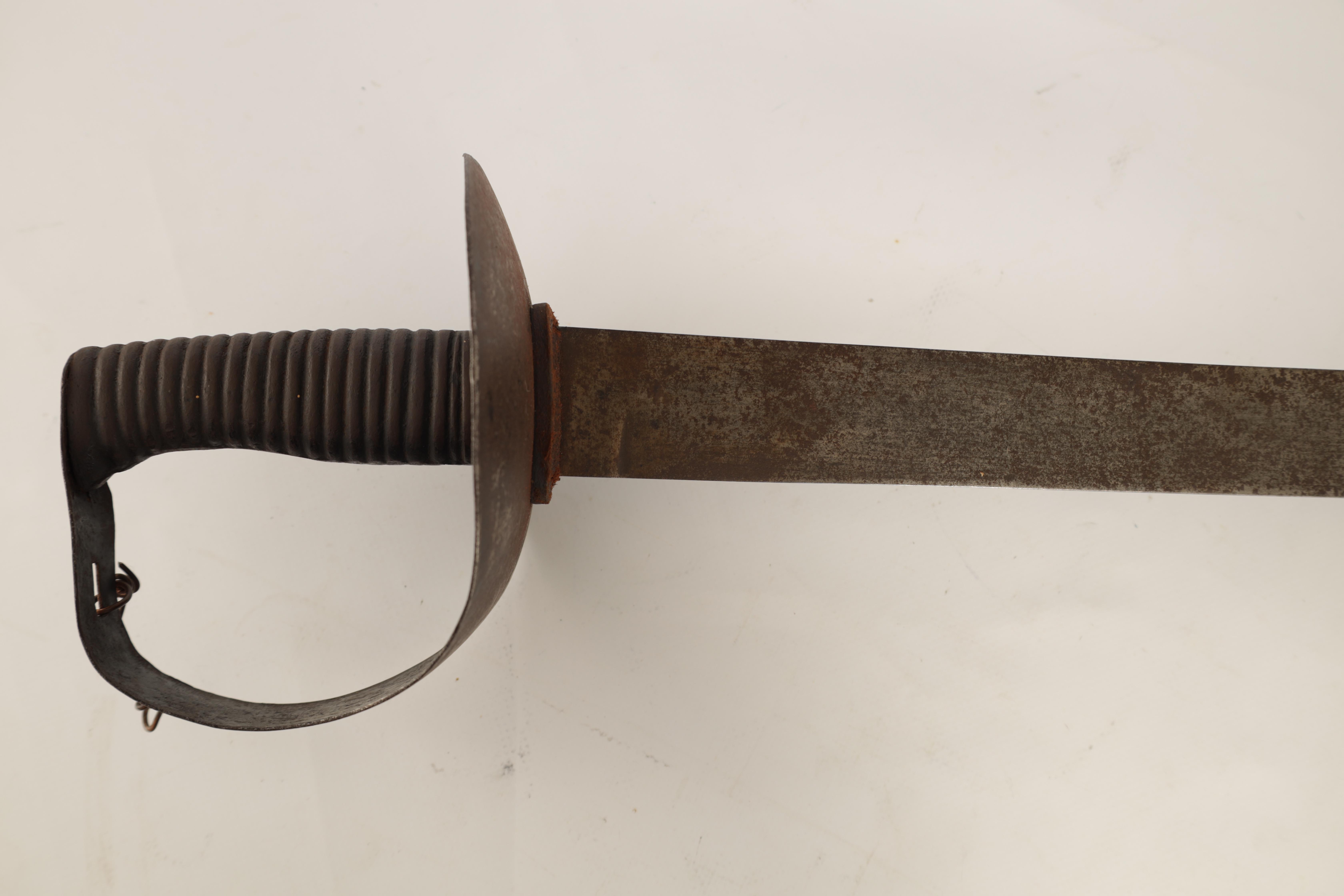 A LATE GEORGE III NAVAL CUTLASS having a slightly curved steel single-edged blade on a ribbed grip - Image 2 of 5