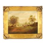 D. SHERRIN A 19TH CENTURY OIL ON CANVAS depicting horses in a tree-lined landscape - signed and