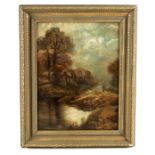 W PALMER AN EARLY 20TH CENTURY OIL ON CANVAS depicting a country cottage scene - signed and dated