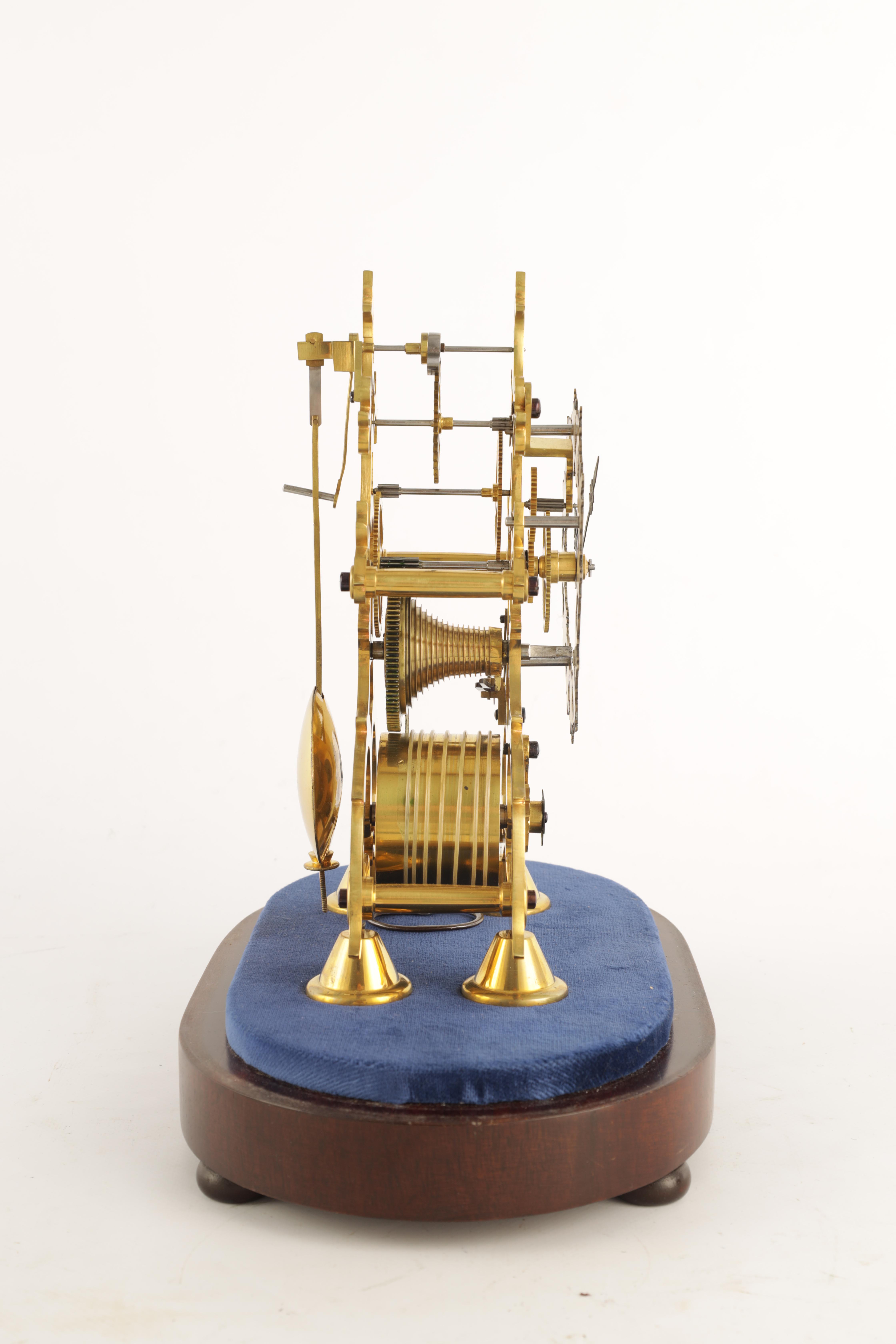 A 19TH CENTURY 8-DAY FUSEE TIMEPIECE SKELETON CLOCK with pierced silvered chapter ring fronting a - Image 5 of 6