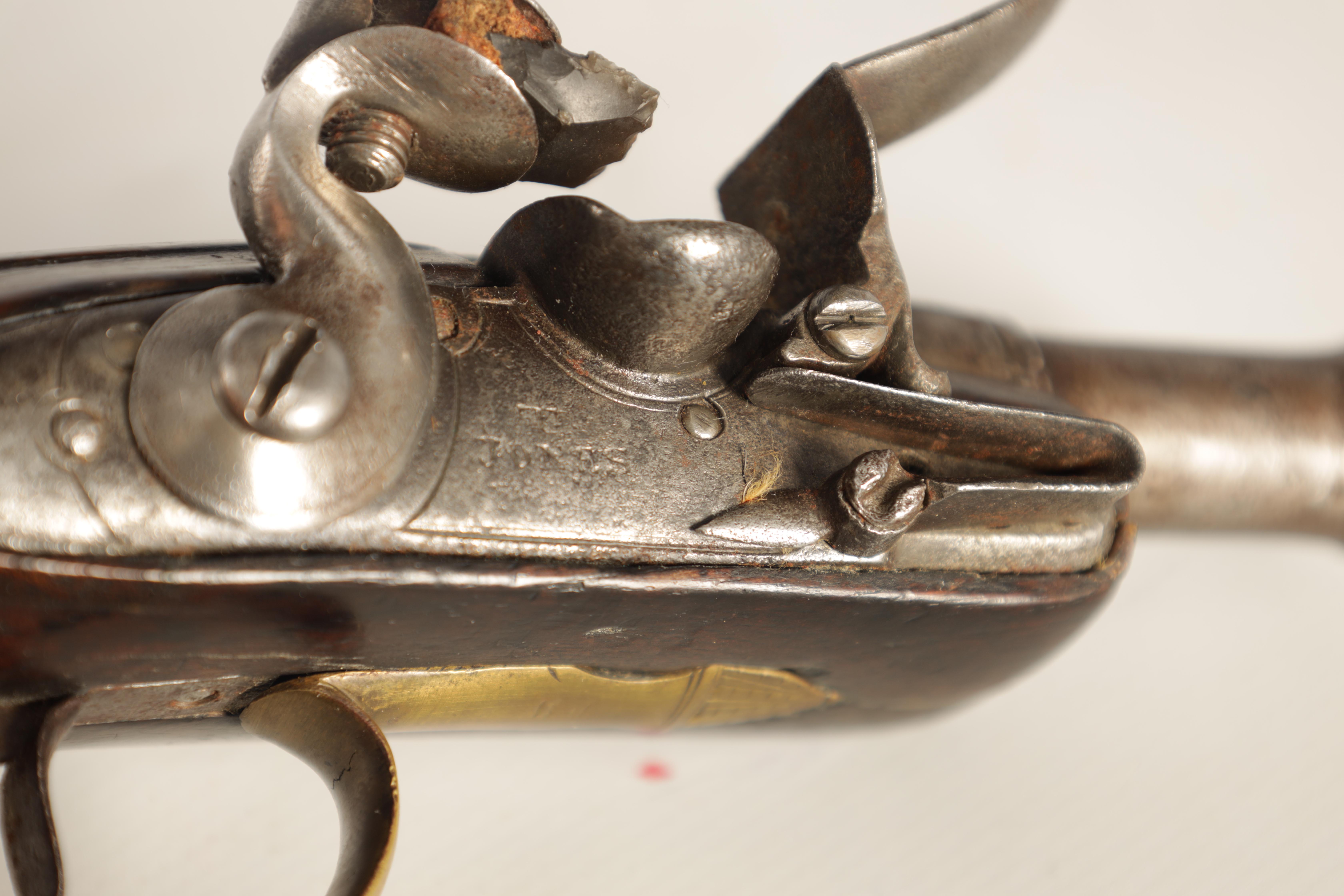 T. JONES. A PAIR OF EARLY 18TH CENTURY FLINTLOCK POCKET PISTOLS with turn-off cannon barrel, - Image 13 of 14