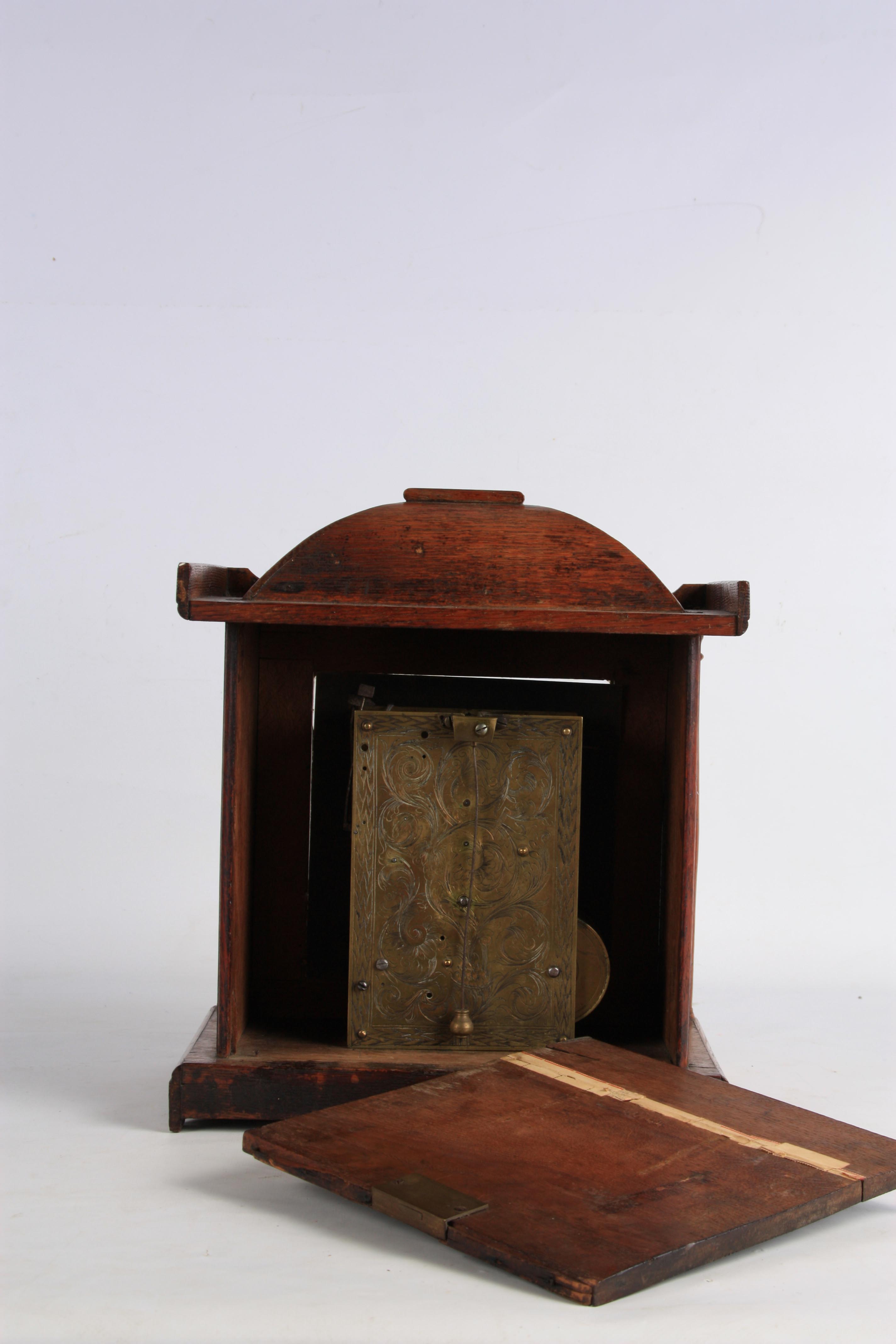 GABRIAL SMITH, BARTHOMLY AN 18TH CENTURY VERGE BRACKET CLOCK the oak and mahogany case having a - Image 8 of 10