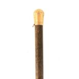 A LATE 19TH CENTURY GOLD MOUNTED RHINOCEROS HORN WALKING CANE the gold pommel having scroll engraved