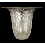 AN EARLY 20TH CENTURY BACCARAT CLEAR GLASS VASE having flared rim and wheel cut petal and diamond