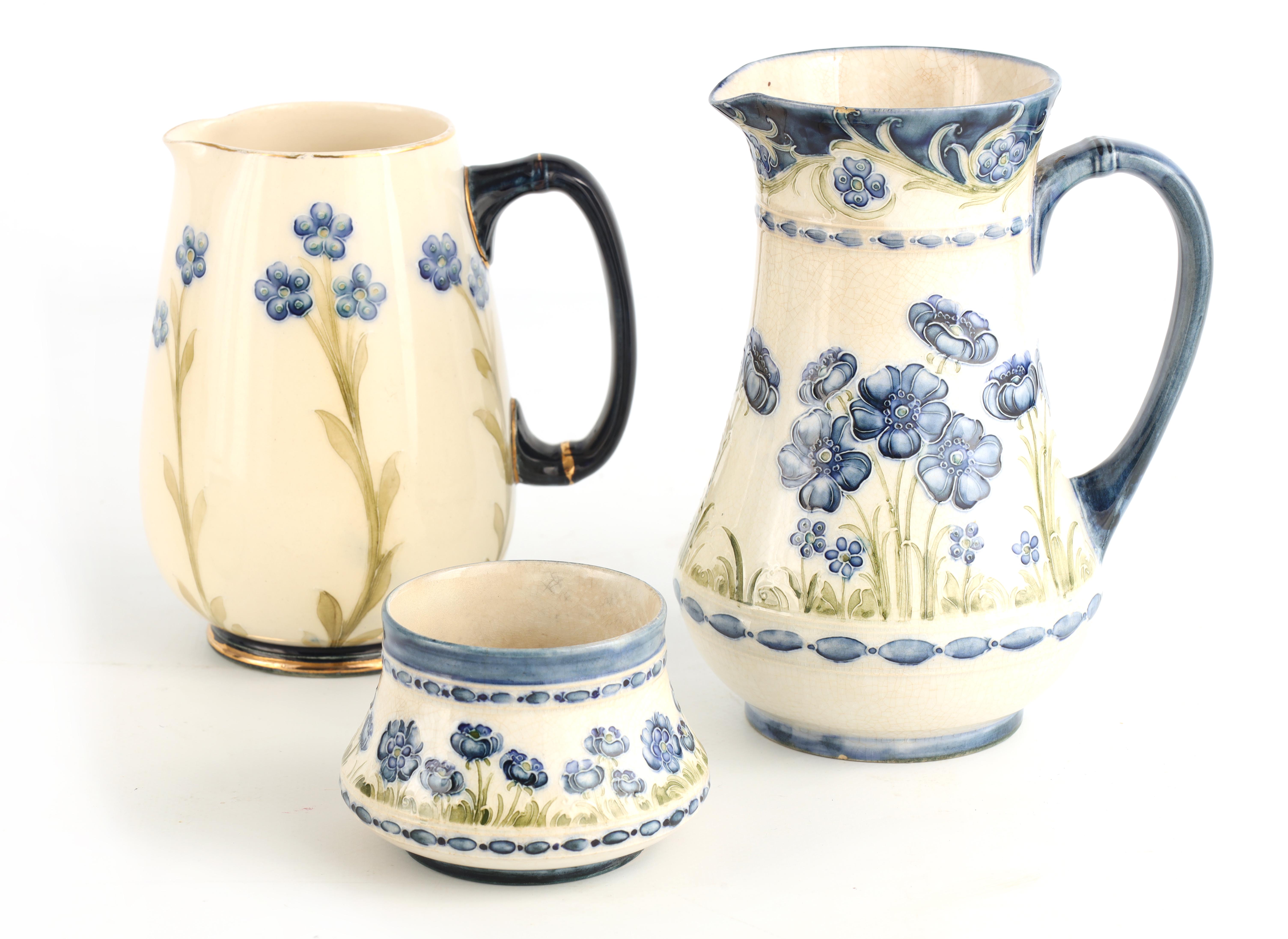 A JAMES MACINTYRE AND CO BURSLEM BULBOUS JUG tube lined and decorated in the blue poppy pattern - Image 3 of 9