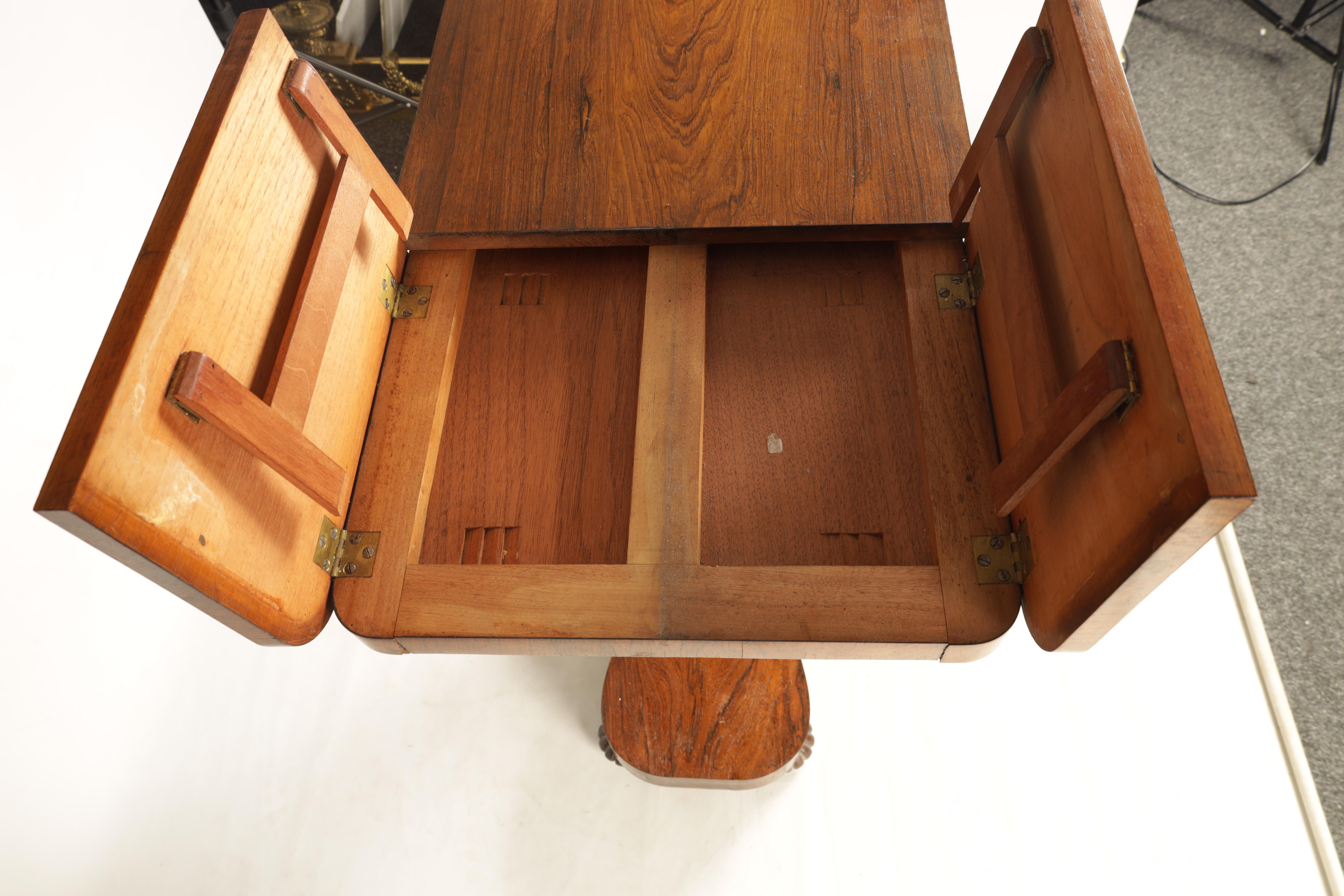 AN UNUSUAL WILLIAM IV ROSEWOOD BEDSIDE READING/ WRITING TABLE with adjustable top and hinged reading - Image 5 of 7