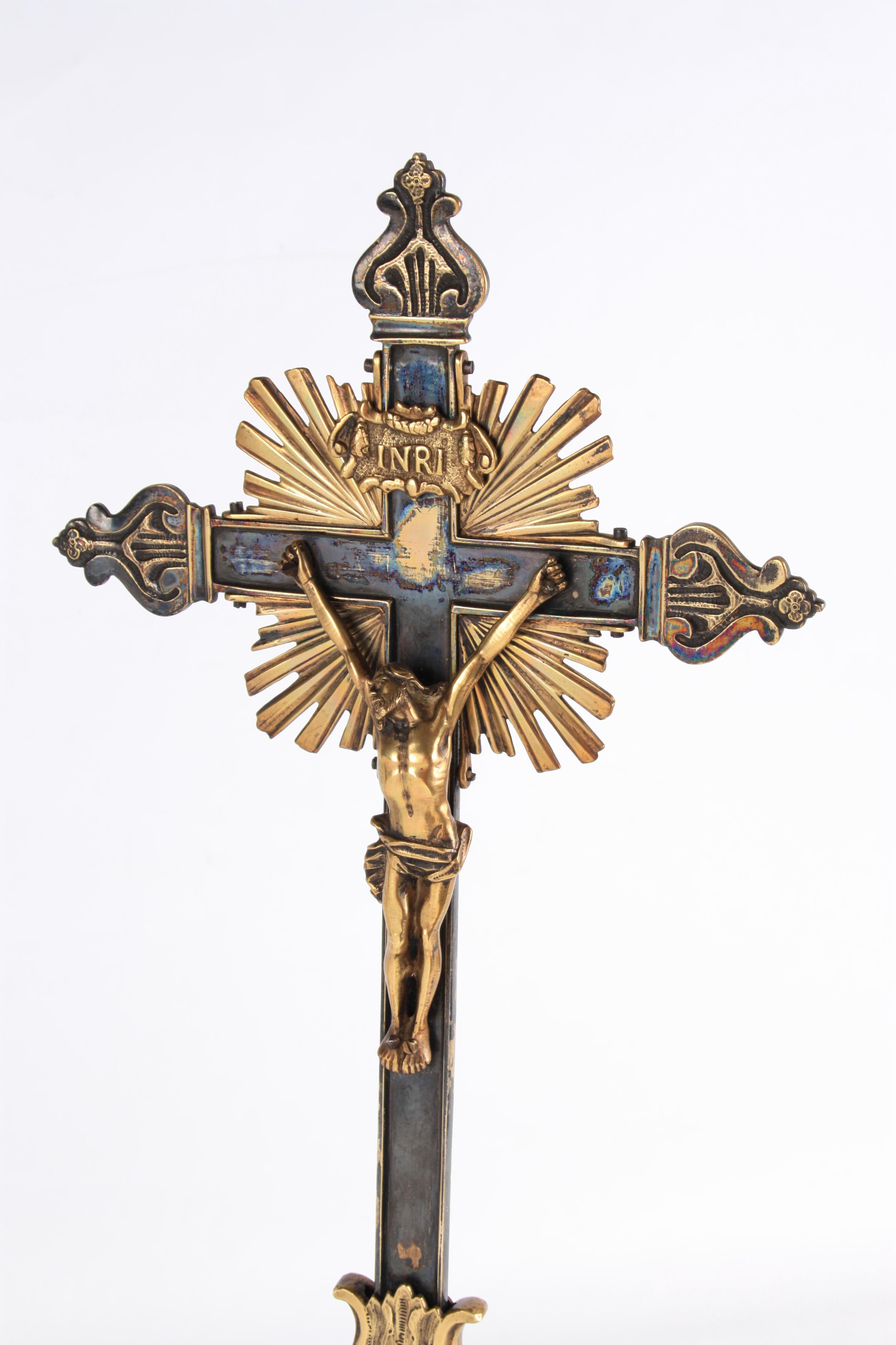 A LATE 19TH CENTURY BRASS AND STEEL CORPUS CHRISTI standing on a scrolled tripod base raised on - Image 6 of 11