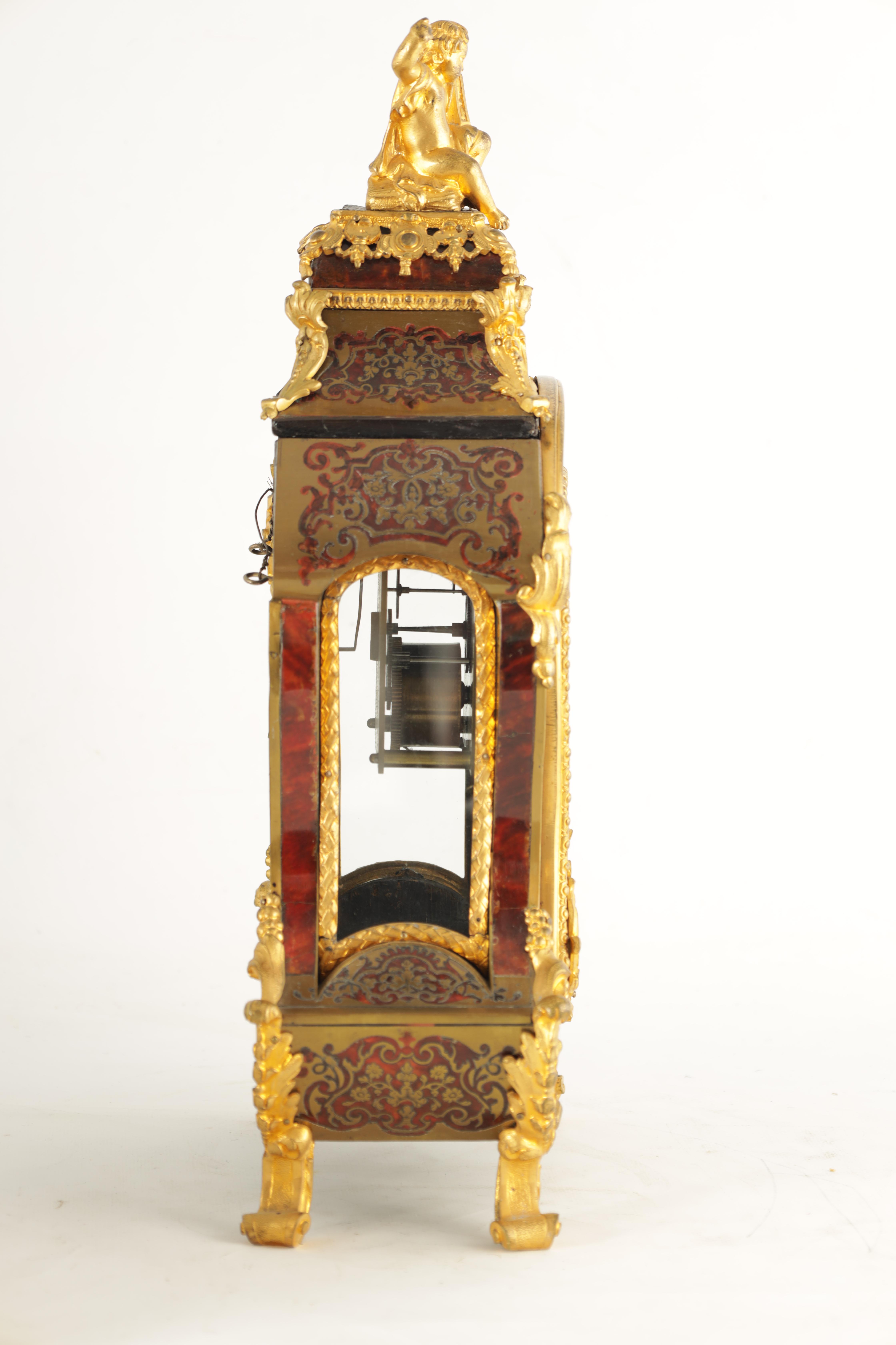 A LATE 18TH CENTURY FRENCH BOULLE BRASS AND TORTOISESHELL INLAID BRACKET CLOCK WITH BRACKET the - Image 8 of 11