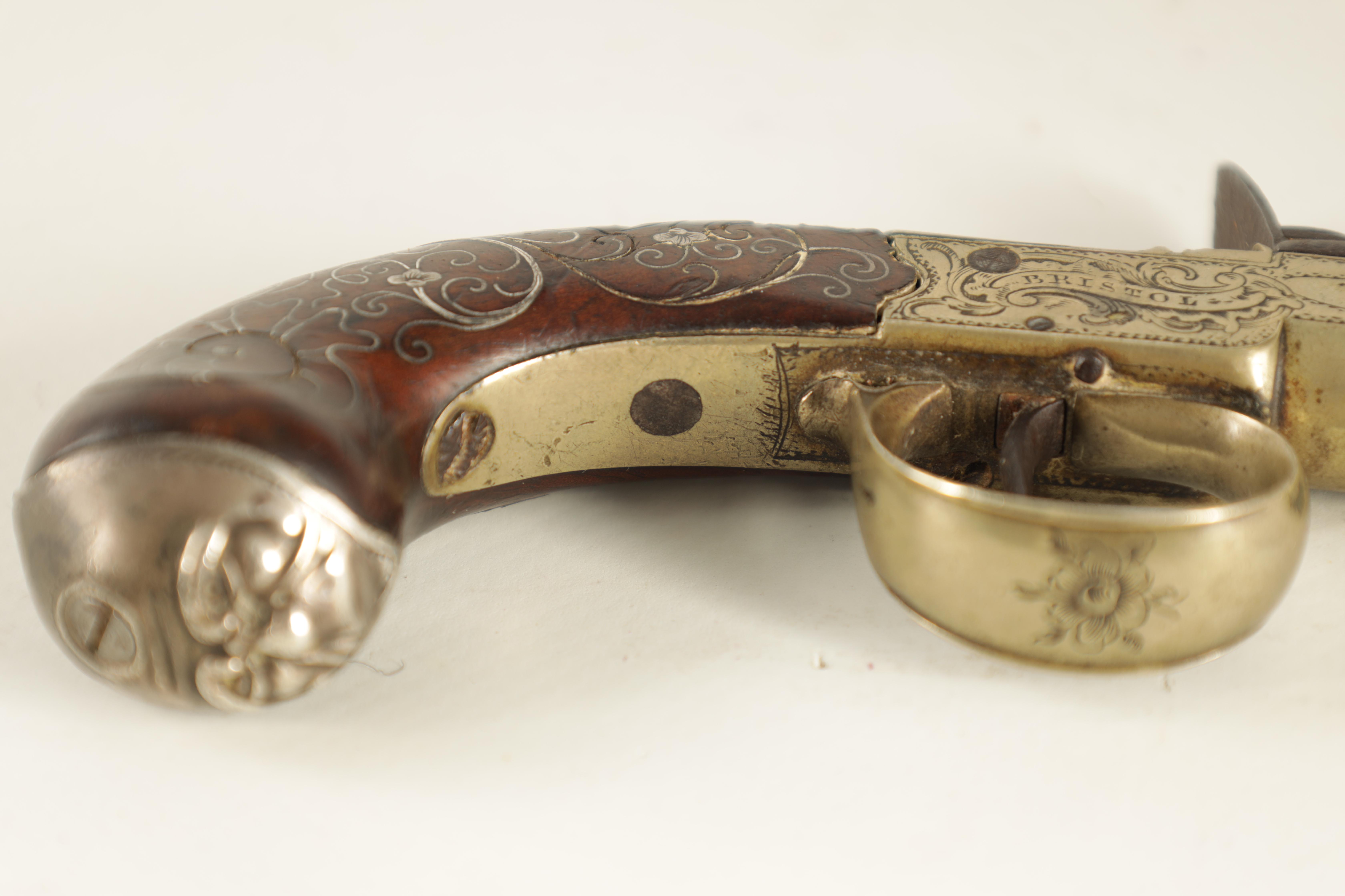 HUGH VERNCOMB, BRISTOL A GEORGE III PACTONG AND WALNUT FLINTLOCK MUFF PISTOL with a cannon-type - Image 3 of 9