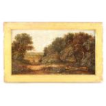 W. WILLIAMS A 19TH CENTURY OIL ON CANVAS depicting a country tree-lined landscape - signed 24cm high
