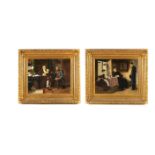 E. BARIÉ A PAIR OF 19TH CENTURY OILS ON CANVAS depicting interior scenes - both signed 54cm high