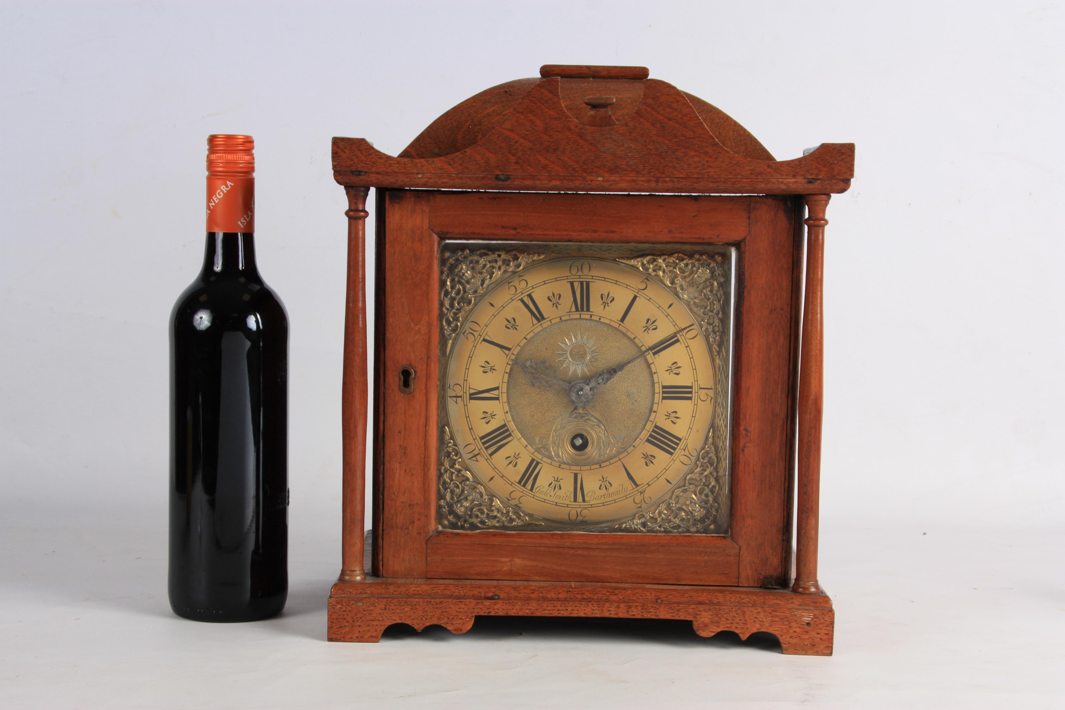 GABRIAL SMITH, BARTHOMLY AN 18TH CENTURY VERGE BRACKET CLOCK the oak and mahogany case having a - Image 2 of 10